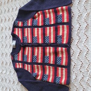 Marisa Christina knitted by hand patriotic flag sweater cardigan